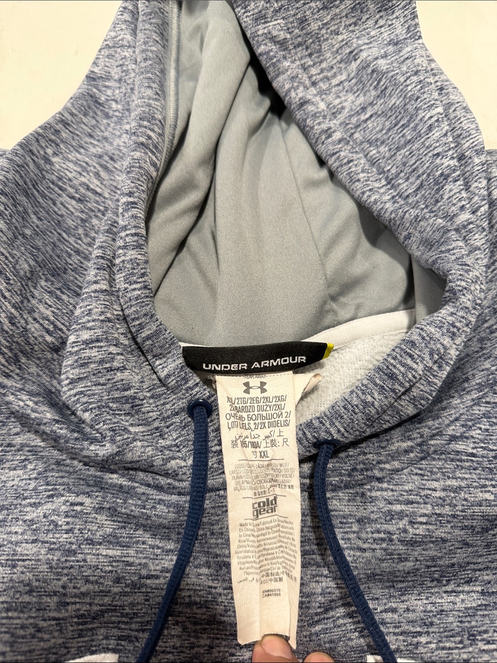 Under Armour Heather Navy and Light Gray Logo Hoodie - Picture 2 of 6